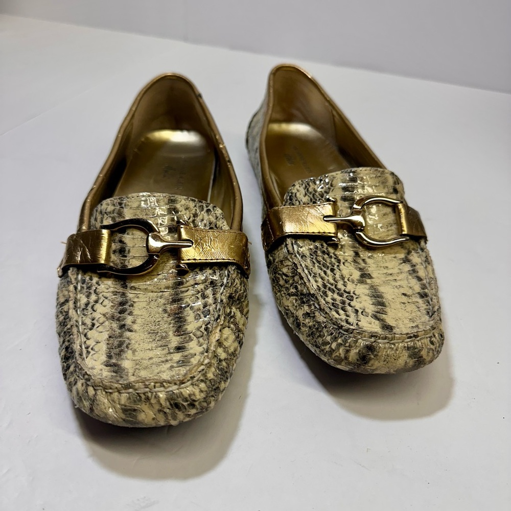 Anne Klein iflex flats snakeskin buckle‎ detail size 10